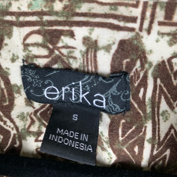 Small Brown Tribal Erika Button Up Short Sleeve Top - Picture 2 of 8